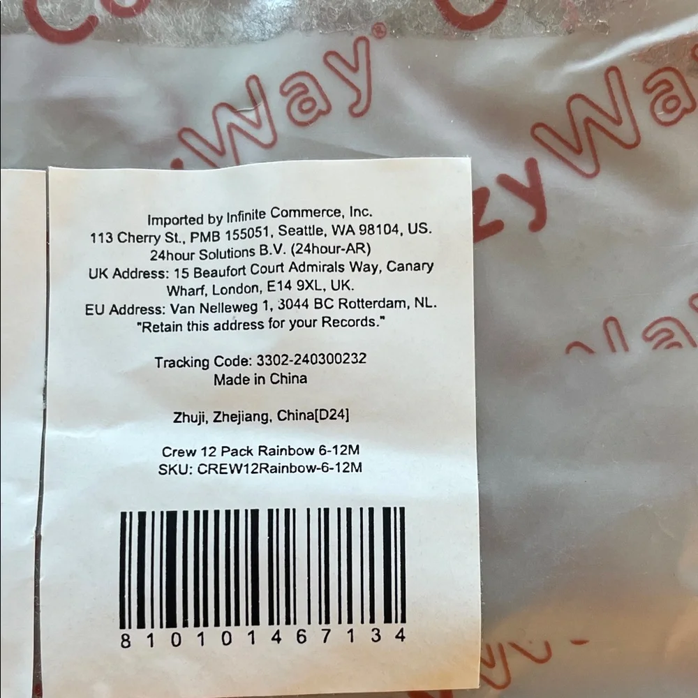 CozyWay Crew Baby Socks 8 Pairs